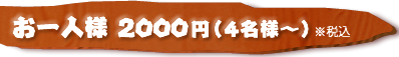 お一人様　2,000円(4名様以上でご利用の場合)税込